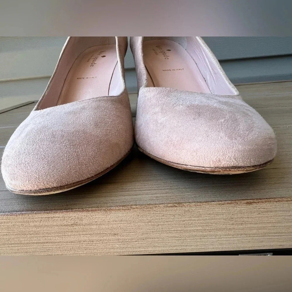 Kate Spade Anastasia Pink Suede Gold Glitter Block Heel Sz 9 - Picture 4 of 12